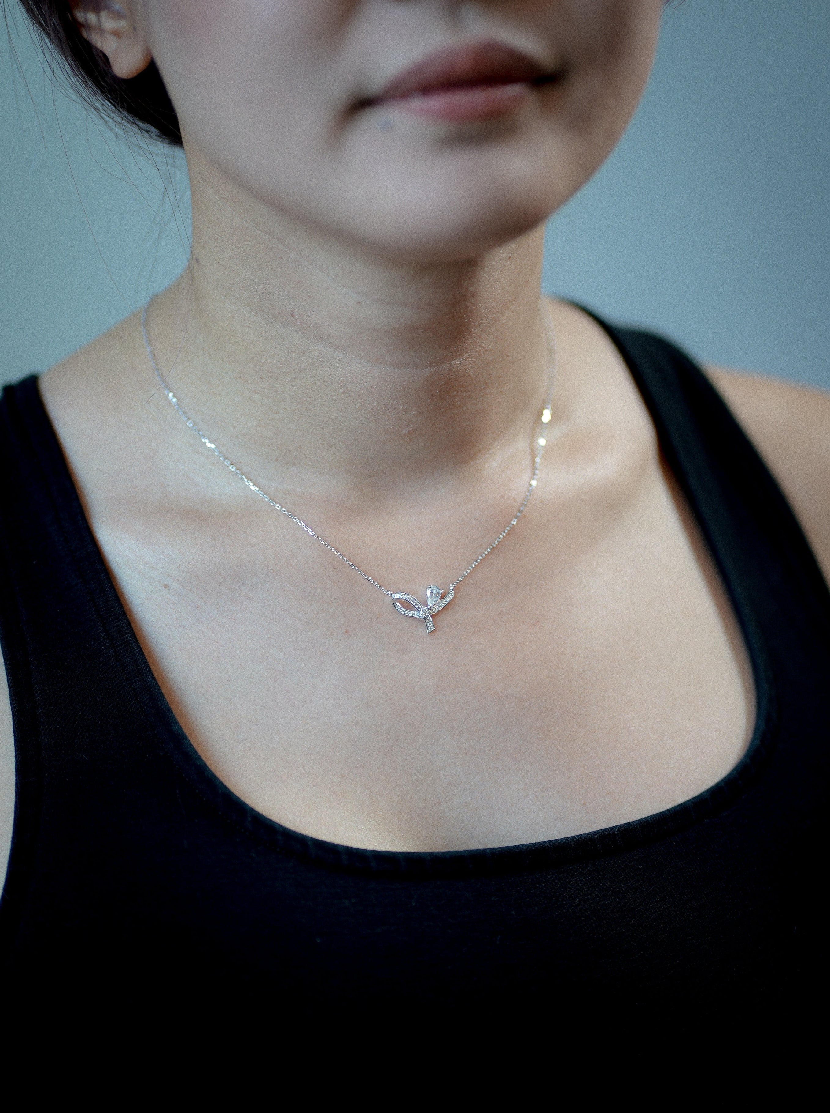 Graceful Bow Lab Grown Diamond Necklace