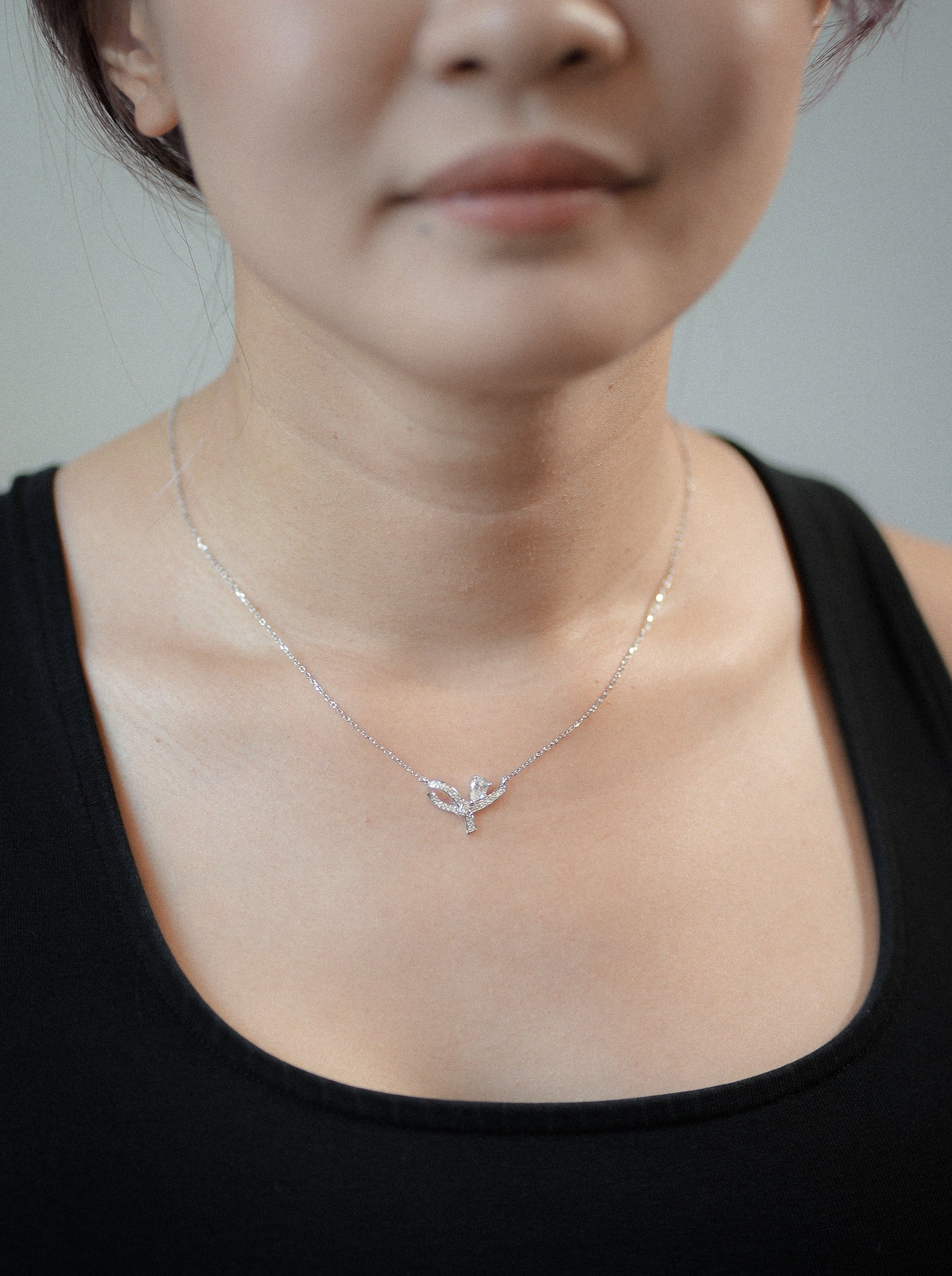 Graceful Bow Lab Grown Diamond Necklace