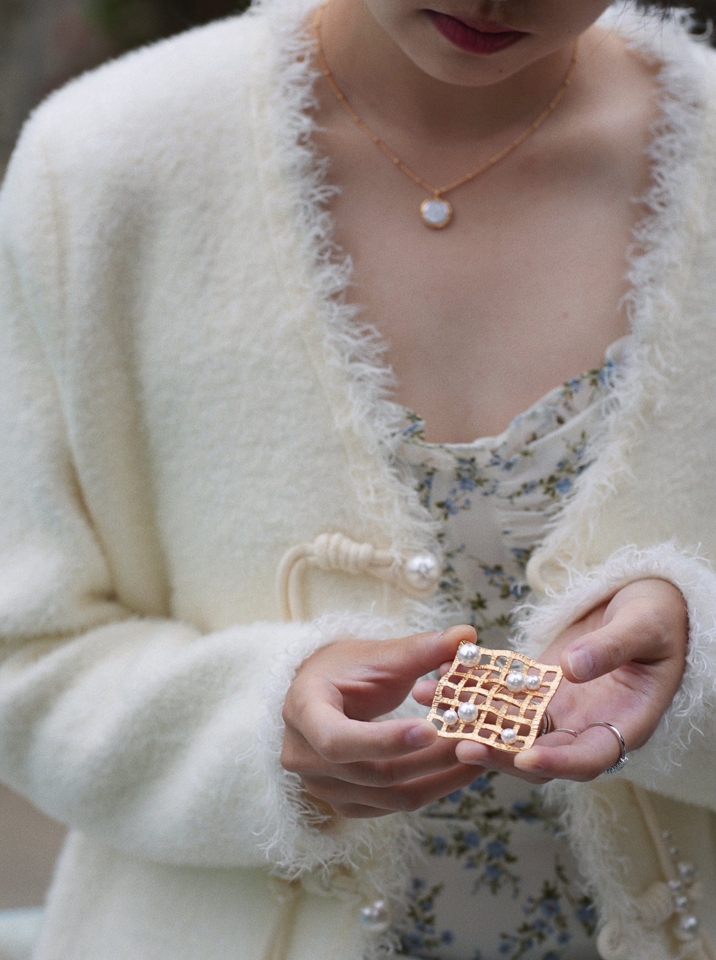 Vintage White Pearl Brooch
