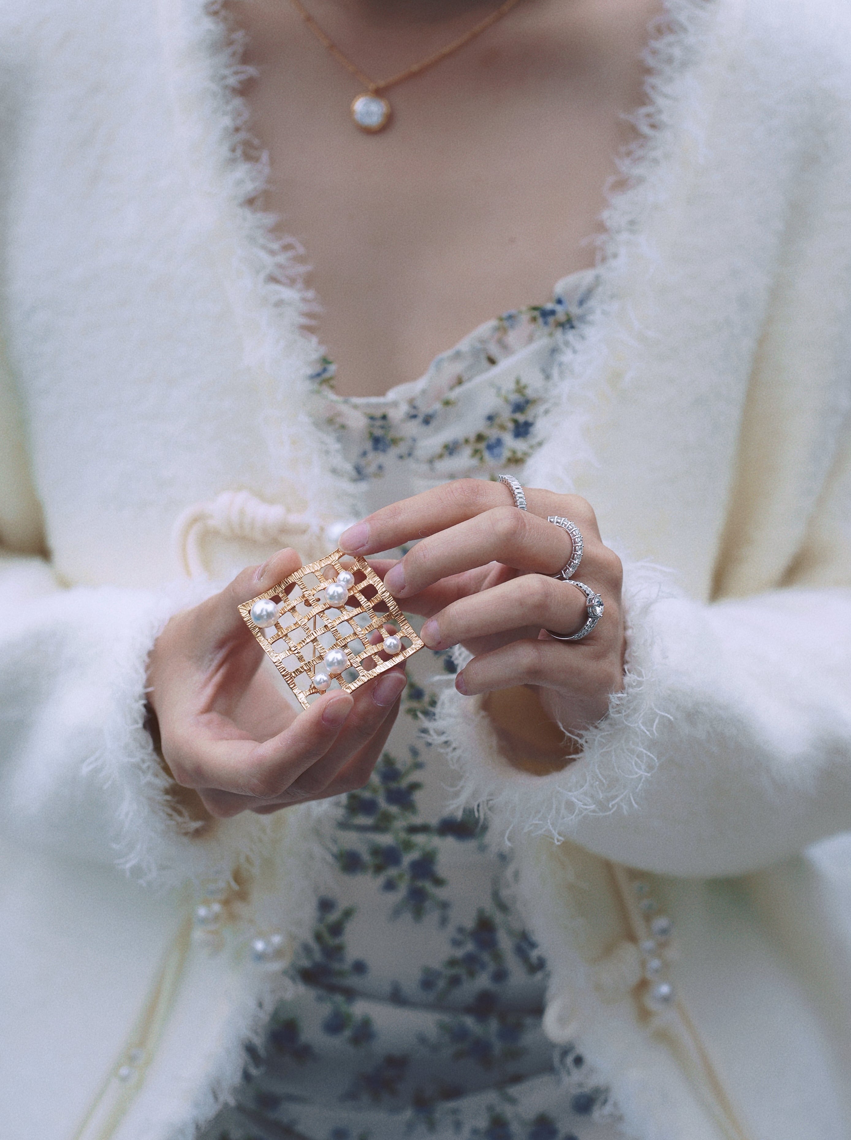 Vintage White Pearl Brooch